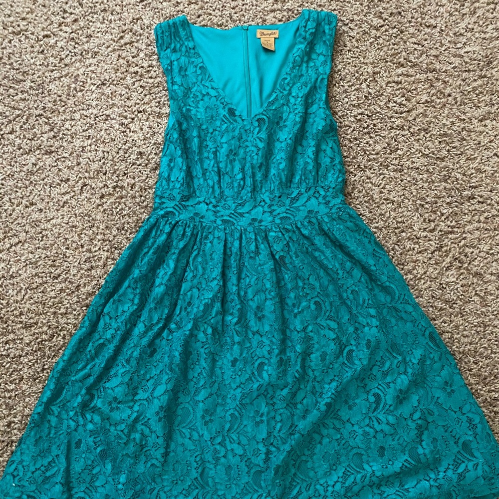 Teal Lacy Sleeveless Dress